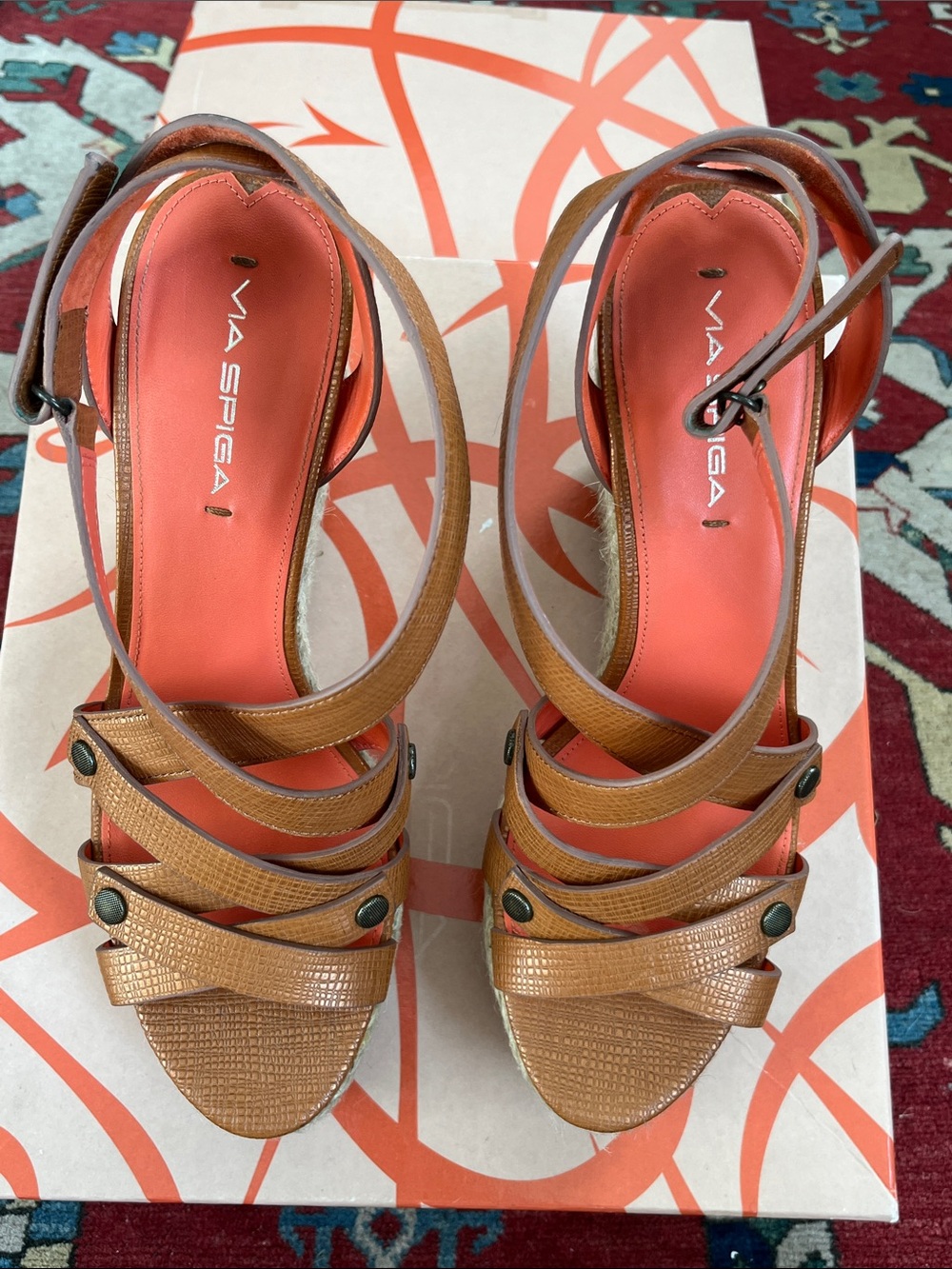Via Spiga Karla Leather Wedge Sandals